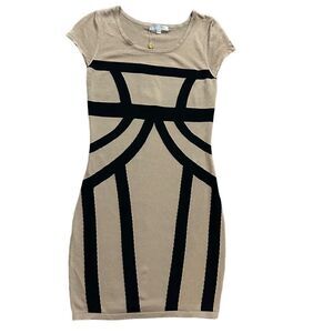 Vero Moda‎ Classic tan black bodycon mini dress sz Small NWT